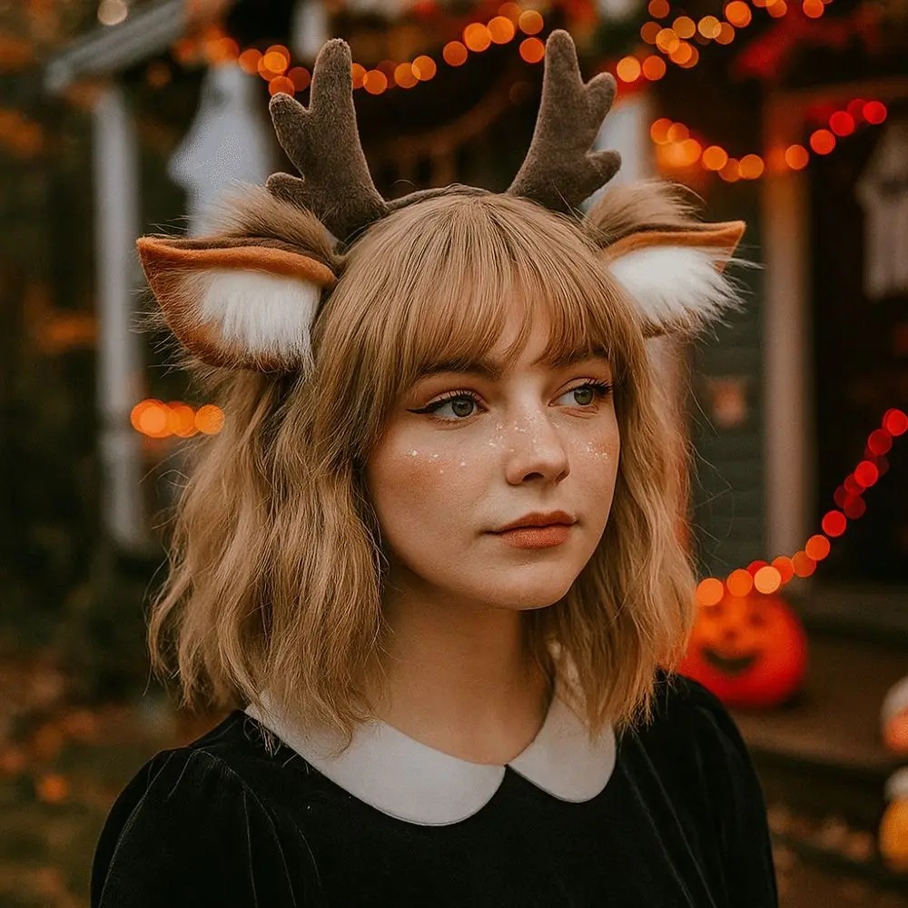 Reindeer Antlers Headband - Пушистые оленьи уши и оленьи рога: